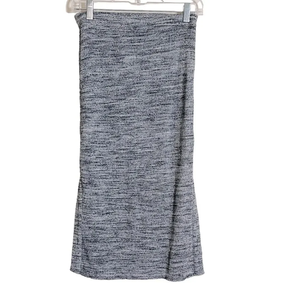 Maeve Anthropologie Rib Knit Stretch Button Column Midi Skirt Gray Size S